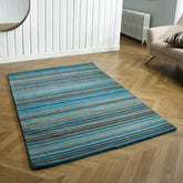 Carter Modern Striped Blue Rug - Pendle Village Furniture